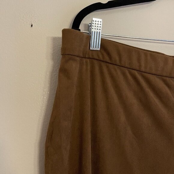 GRAVER Susan Graver Wmn 1XP Caramel Brown Faux Suede Pull-On Ankle Leggings NWOT - Picture 6 of 11